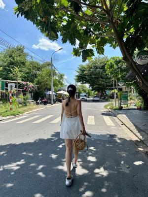 화이트 홀터 크로스 원피스[여름/미니/똥배커버/루즈핏/키작녀/백리스/휴양지/바캉스/바다원피스] OP19942F 상세 이미지 35